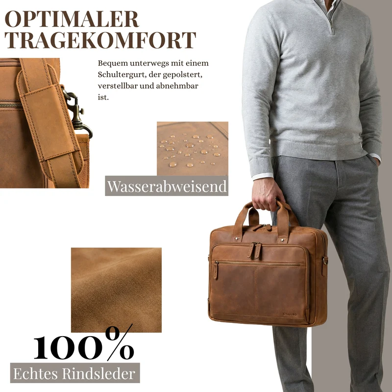 "Ronan" Premium Business Aktentasche Herren Leder Groß 16 Zoll
