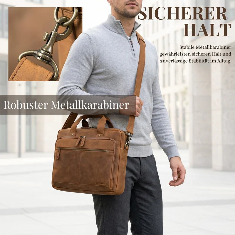 "Ronan" Premium Business Aktentasche Herren Leder Groß 16 Zoll