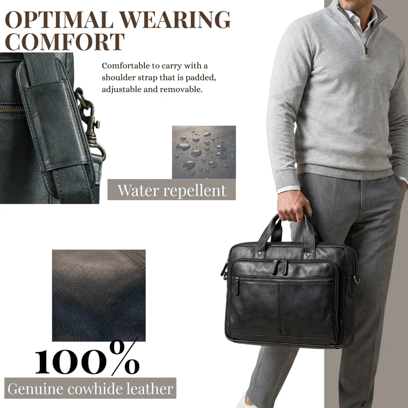"Ronan" Premium Business Aktentasche Herren Leder Groß 16 Zoll