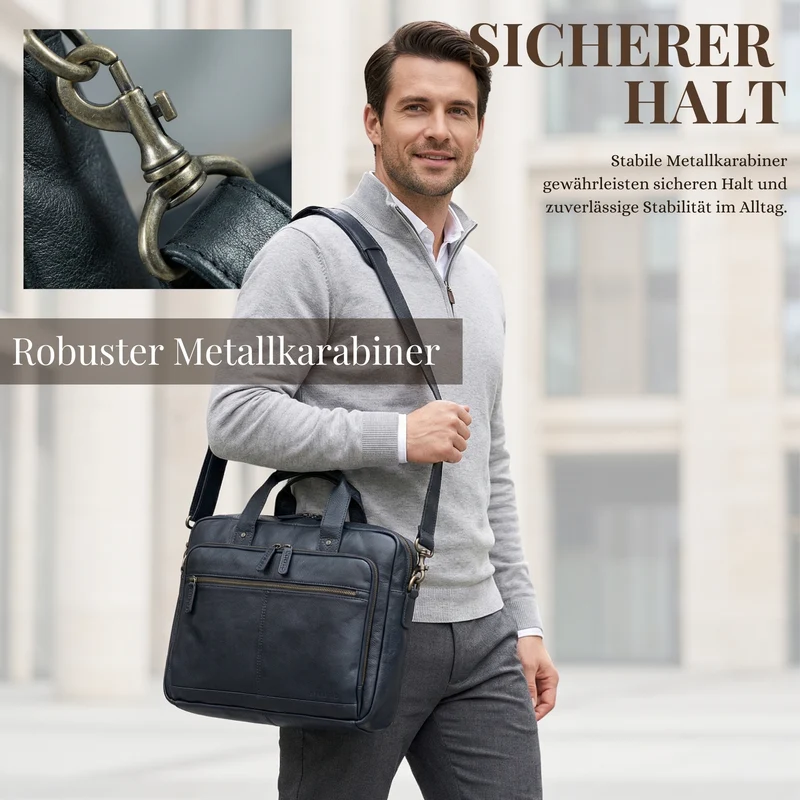 "Ronan" Premium Business Aktentasche Herren Leder Groß 16 Zoll
