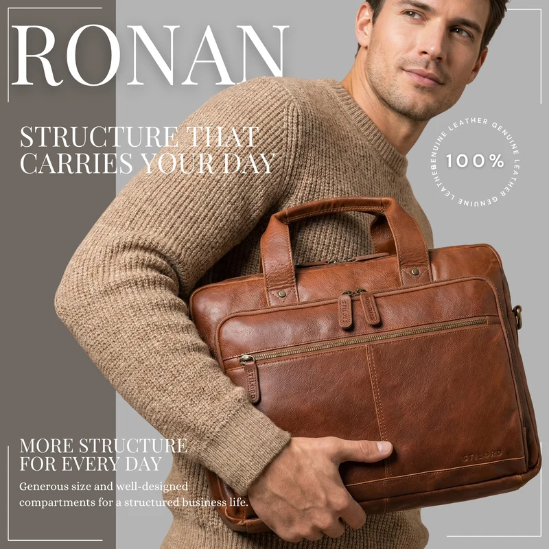 "Ronan" Premium Business Aktentasche Herren Leder Groß 16 Zoll