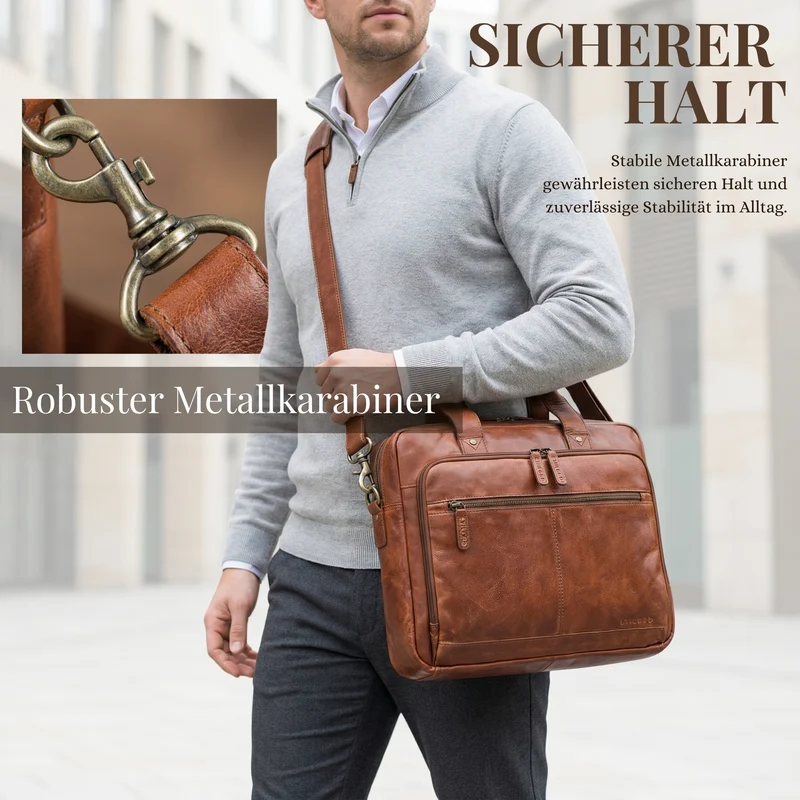 "Ronan" Premium Business Aktentasche Herren Leder Groß 16 Zoll