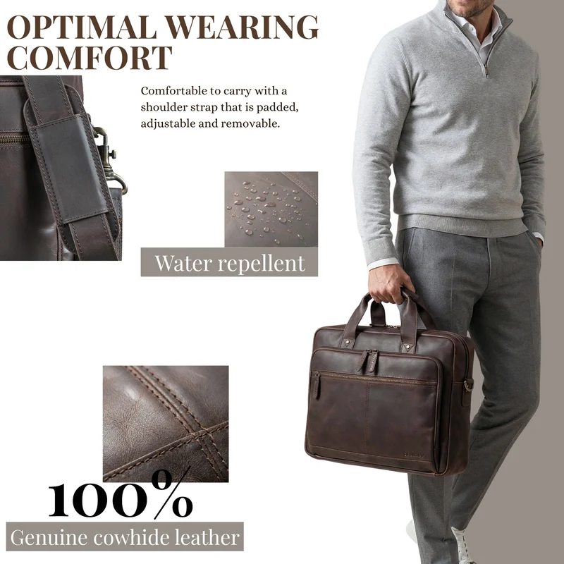 "Ronan" Premium Business Aktentasche Herren Leder Groß 16 Zoll