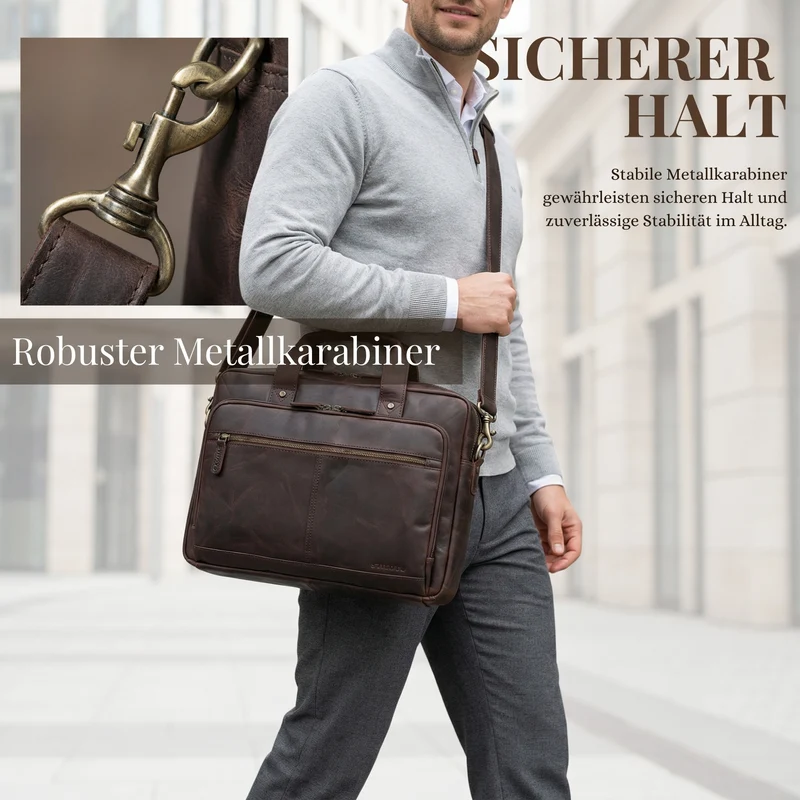 "Ronan" Premium Business Aktentasche Herren Leder Groß 16 Zoll