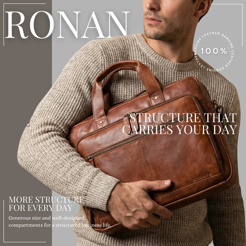 "Ronan" Premium Business Aktentasche Herren Leder Groß 16 Zoll