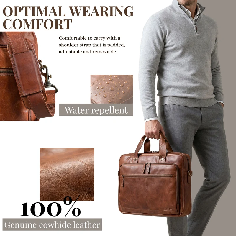 "Ronan" Premium Business Aktentasche Herren Leder Groß 16 Zoll