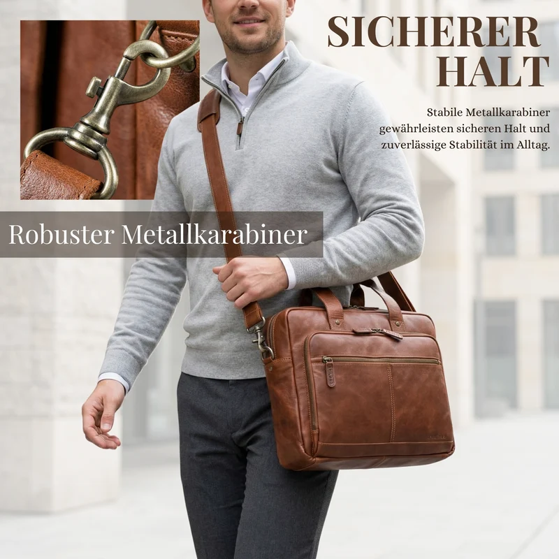 "Ronan" Premium Business Aktentasche Herren Leder Groß 16 Zoll