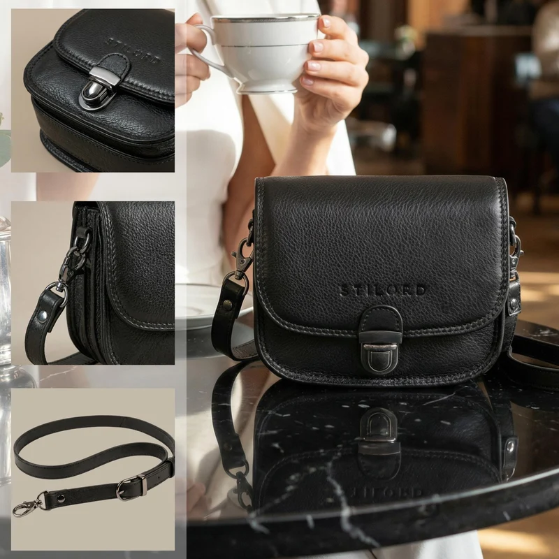 "Maribel" Mini Umhängetasche Damen Leder mit Abnehmbaren Gurt