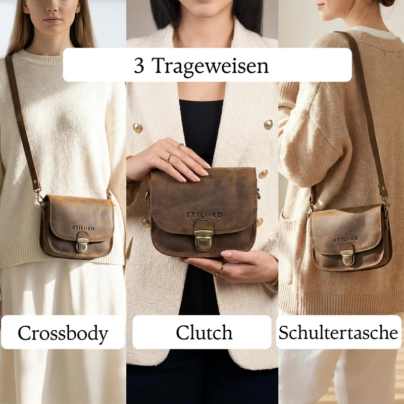 "Maribel" Mini Umhängetasche Damen Leder mit Abnehmbaren Gurt