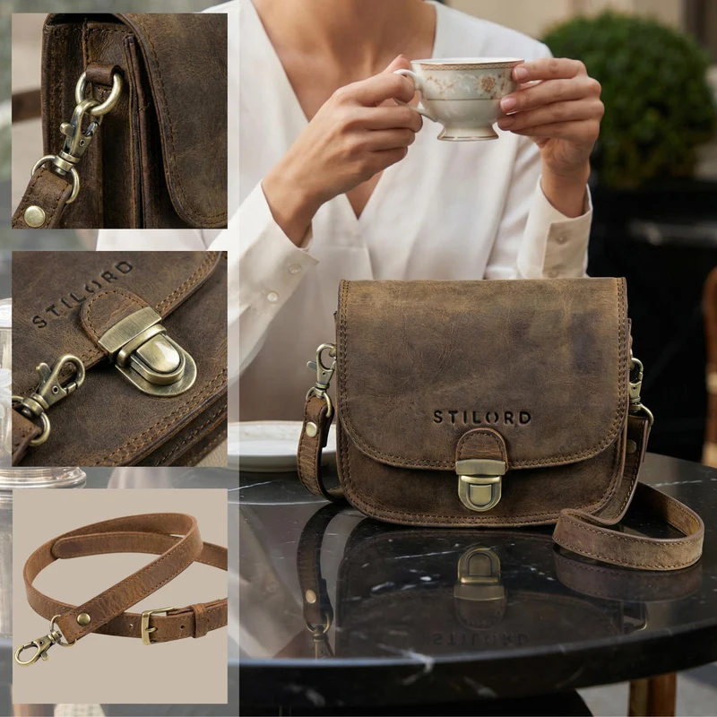 "Maribel" Mini Umhängetasche Damen Leder mit Abnehmbaren Gurt