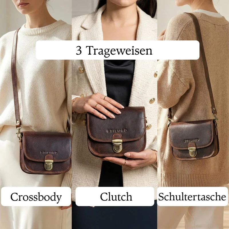 "Maribel" Mini Umhängetasche Damen Leder mit Abnehmbaren Gurt