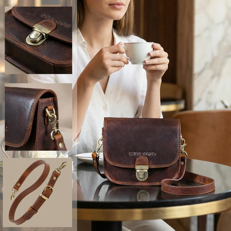 "Maribel" Mini Umhängetasche Damen Leder mit Abnehmbaren Gurt