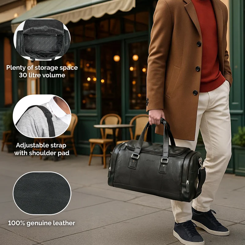 "Salvador" Robuster Weekender Herren Leder mit Schuhfach 30L