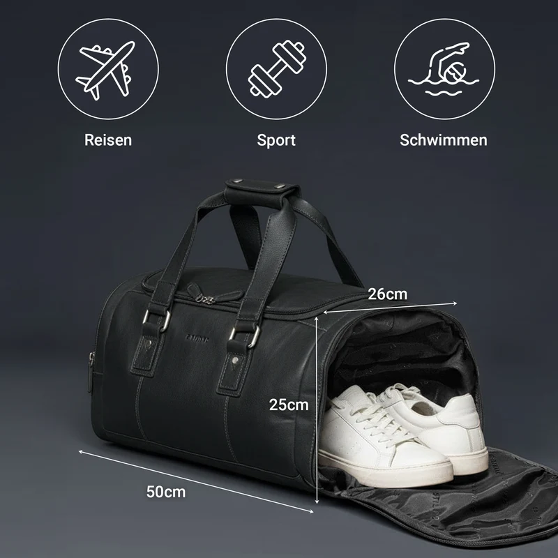 "Salvador" Robuster Weekender Herren Leder mit Schuhfach 30L