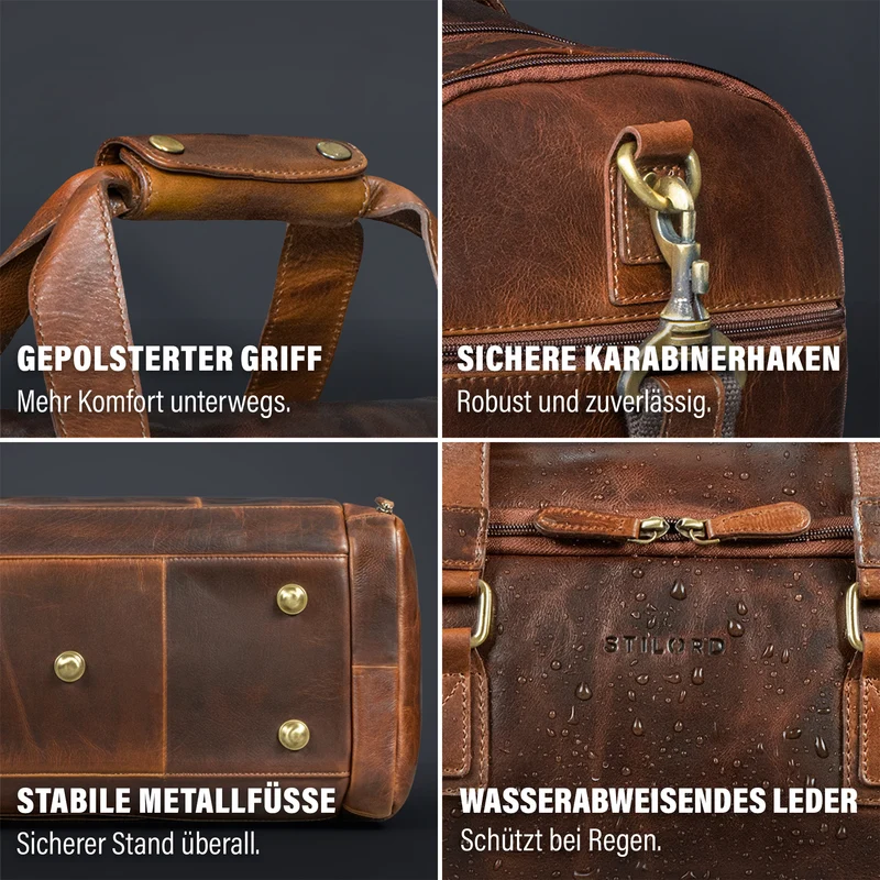"Salvador" Robuster Weekender Herren Leder mit Schuhfach 30L
