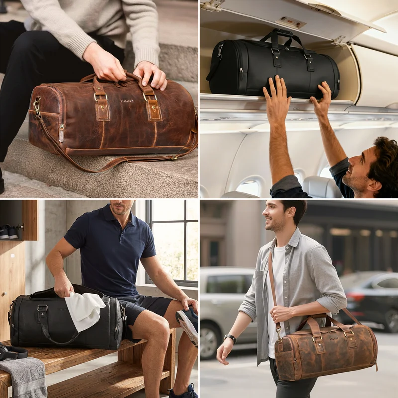 "Salvador" Robuster Weekender Herren Leder mit Schuhfach 30L