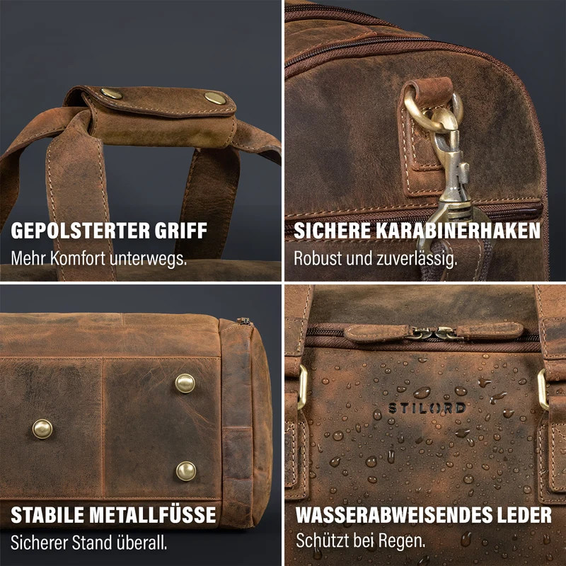 "Salvador" Robuster Weekender Herren Leder mit Schuhfach 30L