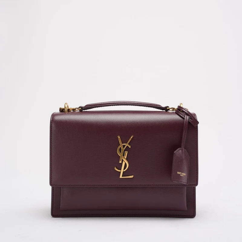 Saint Laurent Burgunderrotes Kalbsleder Medium Monogram Sunset 2018