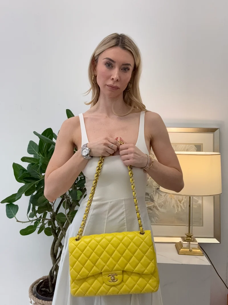 Chanel Classic Jumbo Double Flap Gelbes Lammleder 2011