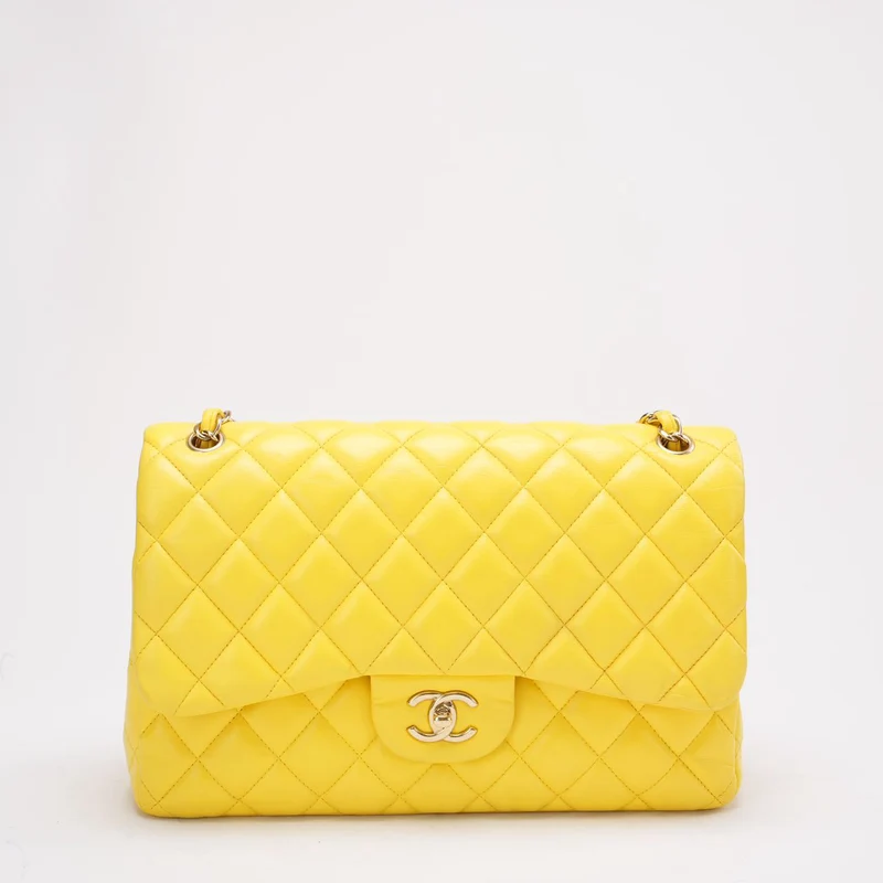 Chanel Classic Jumbo Double Flap Gelbes Lammleder 2011