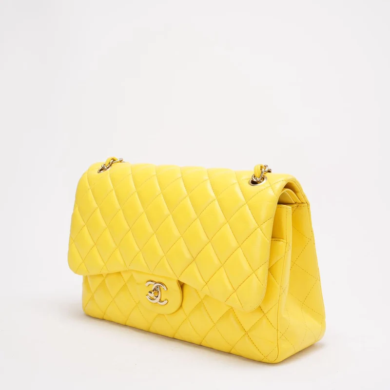 Chanel Classic Jumbo Double Flap Gelbes Lammleder 2011