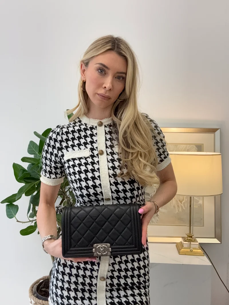 Chanel Schwarze Celtic Medium Boy Bag aus Lammleder 2014