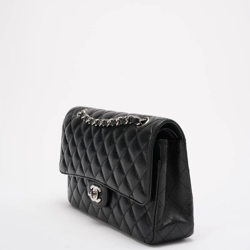 Chanel Schwarze Medium Classic Double Flap Bag Caviar 2014