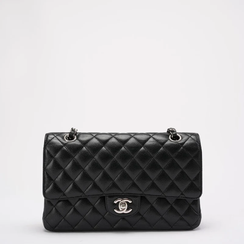 Chanel Schwarze Medium Classic Double Flap Bag Caviar 2014