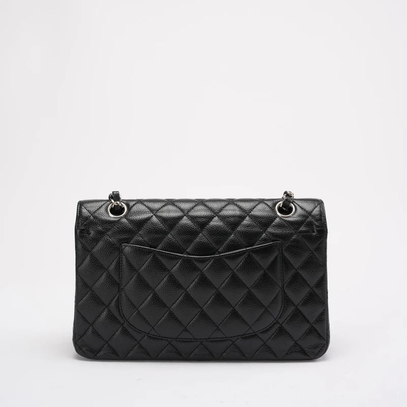 Chanel Schwarze Medium Classic Double Flap Bag Caviar 2014