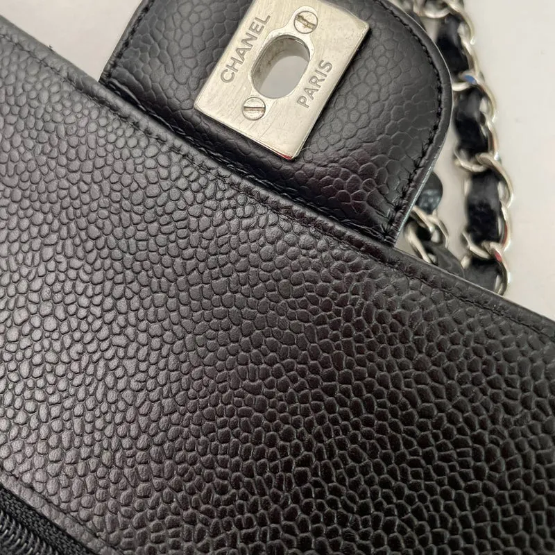 Chanel Schwarze Medium Classic Double Flap Bag Caviar 2014
