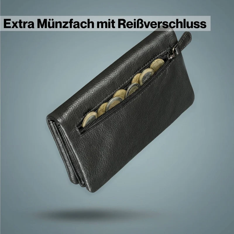 "Kenan" XL Leder Portemonnaie Herren mit Münzfach & RFID für 11 Karten