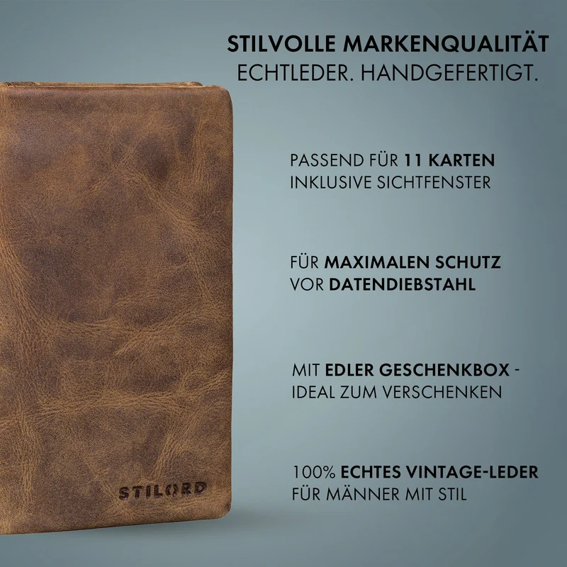 "Kenan" XL Leder Portemonnaie Herren mit Münzfach & RFID für 11 Karten