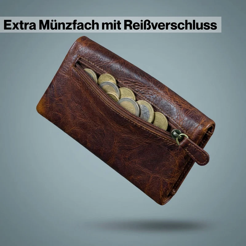 "Kenan" XL Leder Portemonnaie Herren mit Münzfach & RFID für 11 Karten