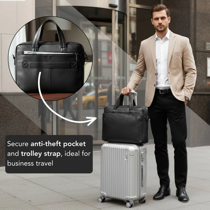 "Ramon" Premium Leder Aktentasche Groß mit Laptopfach 15 Zoll Herren