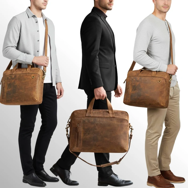 "Ramon" Premium Leder Aktentasche Groß mit Laptopfach 15 Zoll Herren