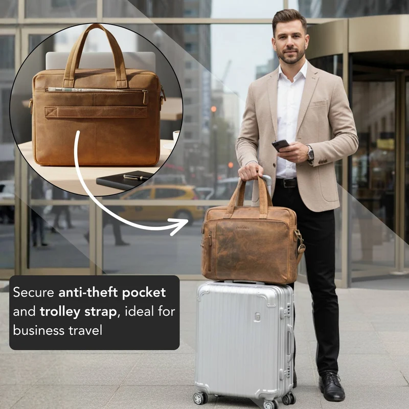 "Ramon" Premium Leder Aktentasche Groß mit Laptopfach 15 Zoll Herren