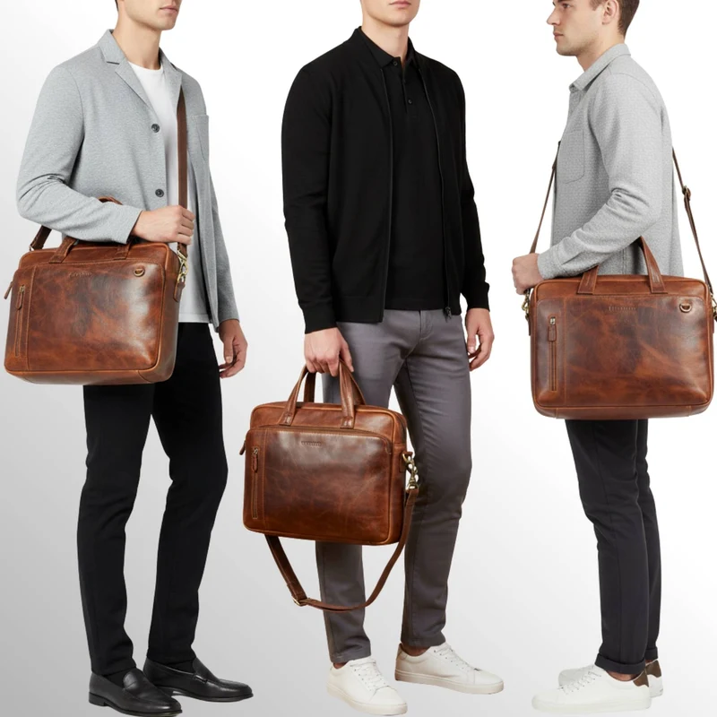 "Ramon" Premium Leder Aktentasche Groß mit Laptopfach 15 Zoll Herren