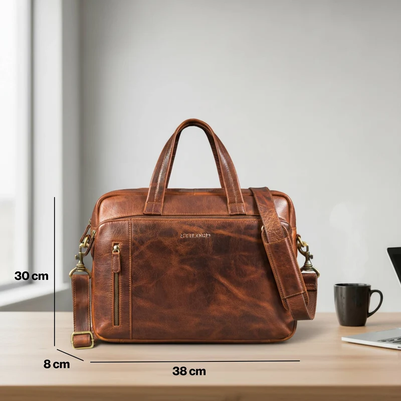 "Ramon" Premium Leder Aktentasche Groß mit Laptopfach 15 Zoll Herren