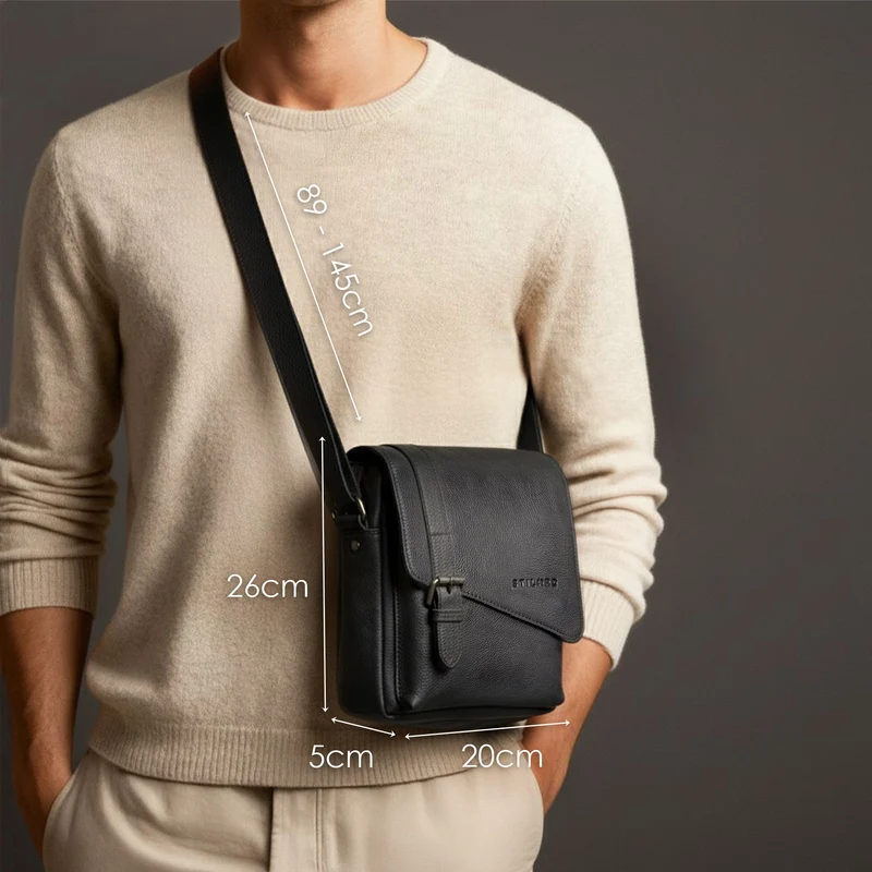 "Ryder" Kleine Vintage Leder Herrenhandtasche zum Umhängen