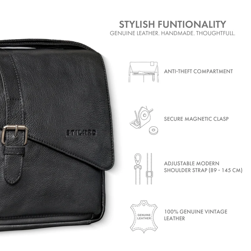 "Ryder" Kleine Vintage Leder Herrenhandtasche zum Umhängen