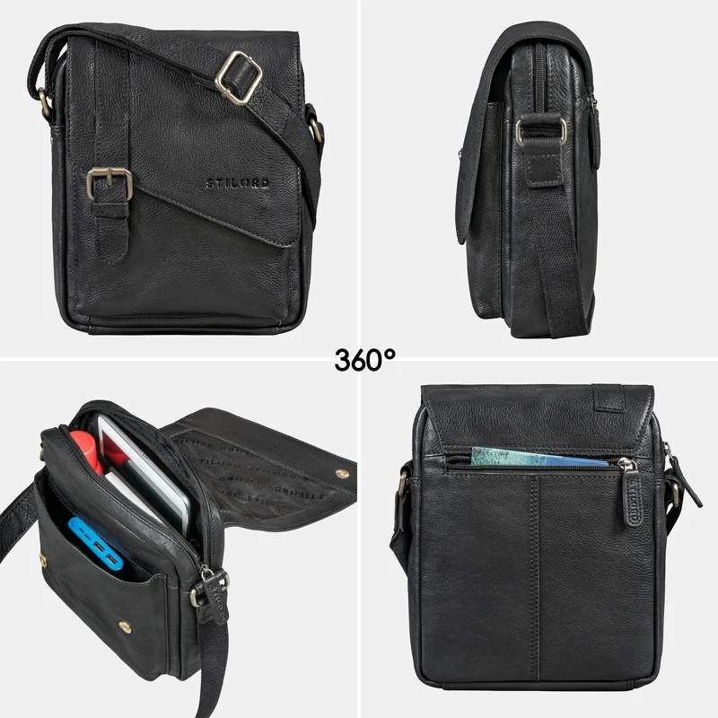 "Ryder" Kleine Vintage Leder Herrenhandtasche zum Umhängen