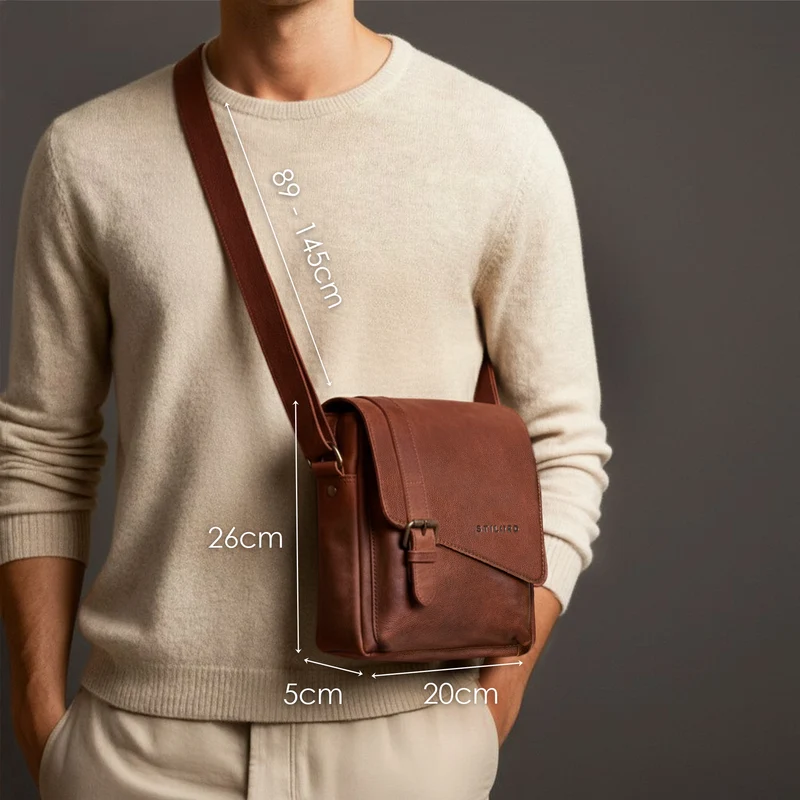 "Ryder" Kleine Vintage Leder Herrenhandtasche zum Umhängen
