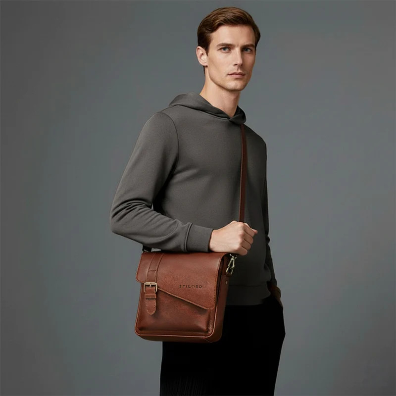 "Ryder" Kleine Vintage Leder Herrenhandtasche zum Umhängen