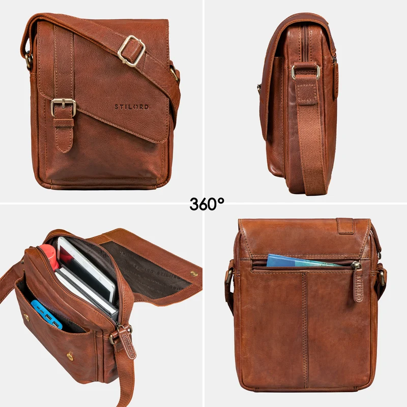 "Ryder" Kleine Vintage Leder Herrenhandtasche zum Umhängen