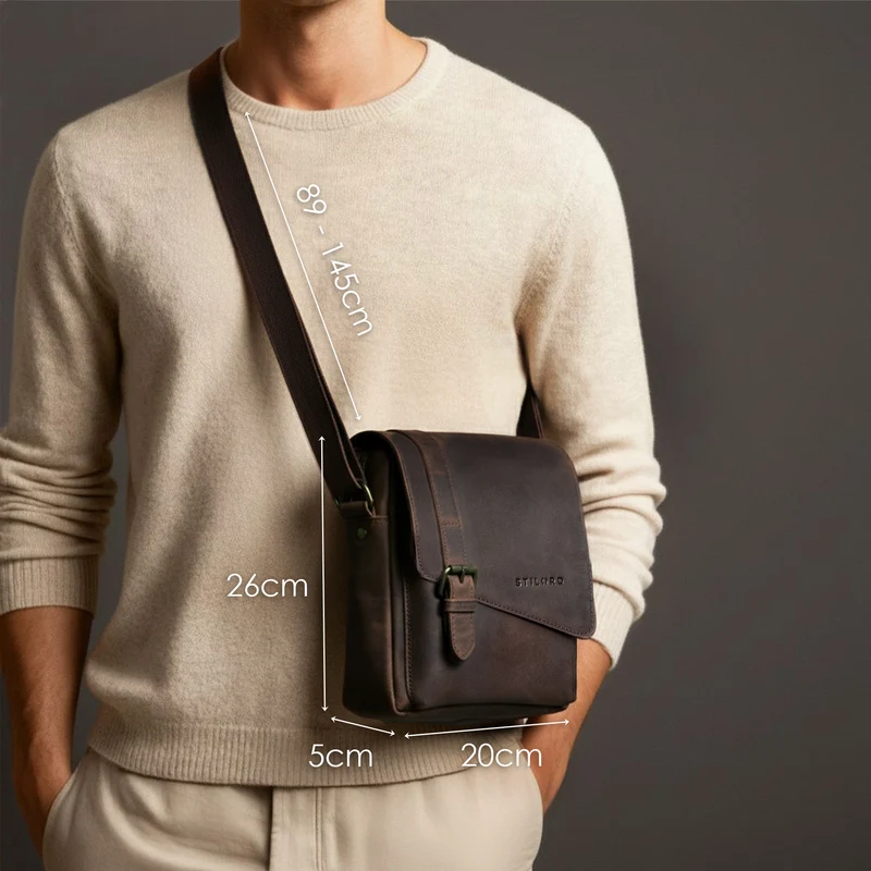 "Ryder" Kleine Vintage Leder Herrenhandtasche zum Umhängen