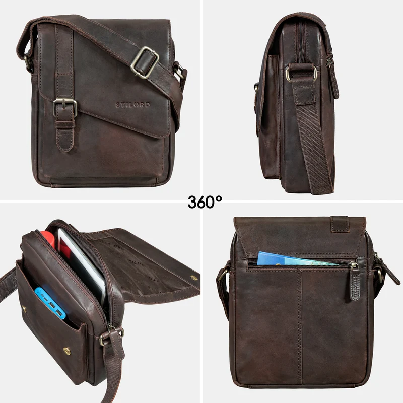 "Ryder" Kleine Vintage Leder Herrenhandtasche zum Umhängen