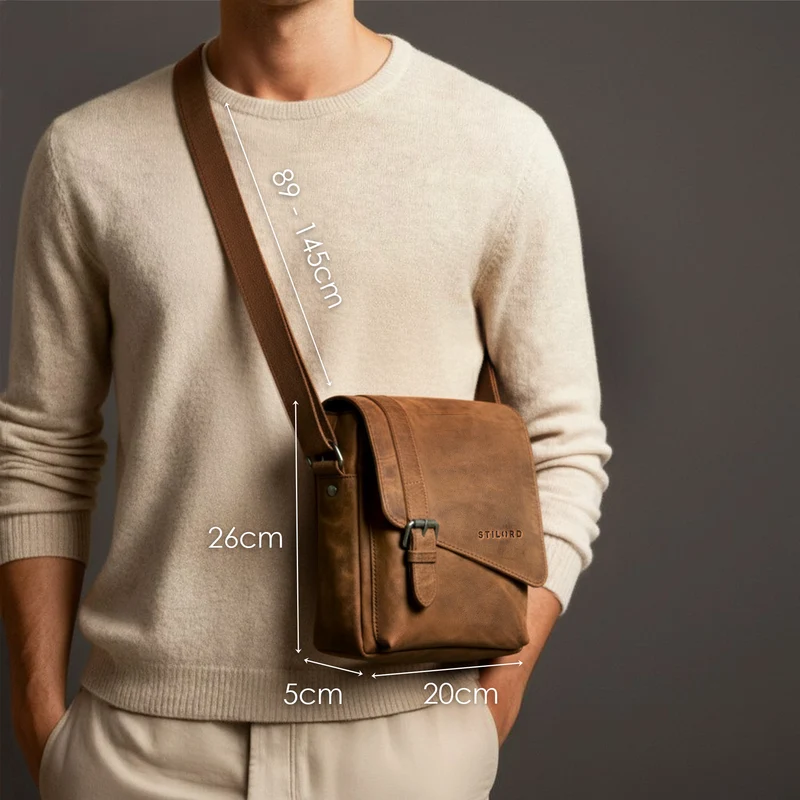 "Ryder" Kleine Vintage Leder Herrenhandtasche zum Umhängen