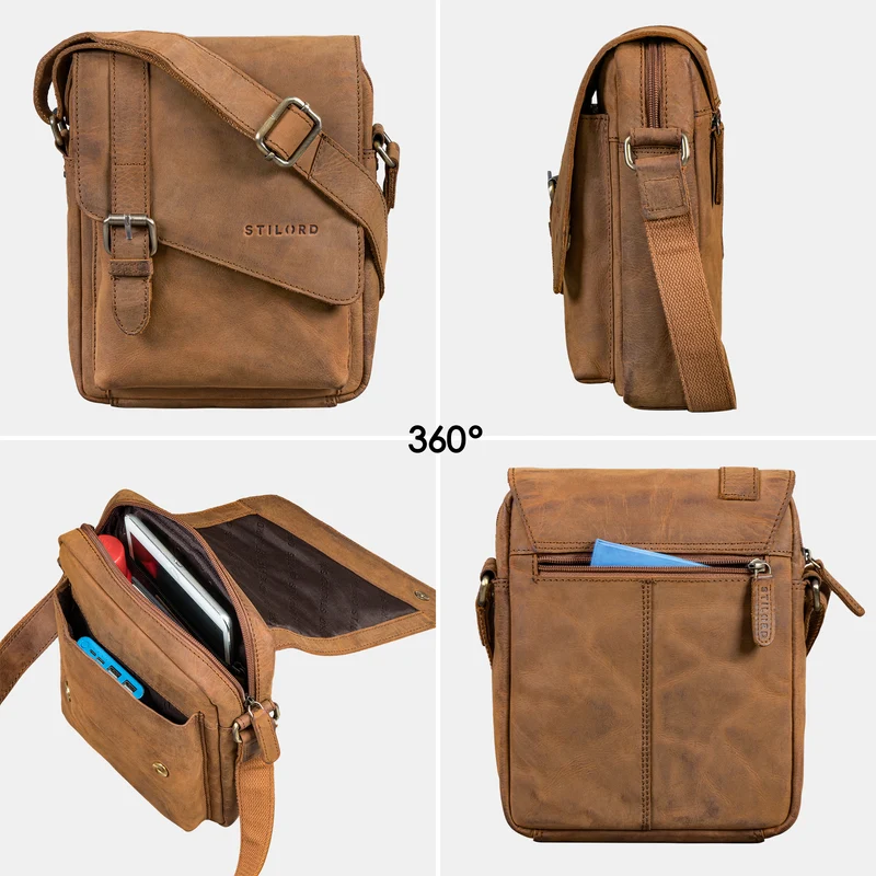 "Ryder" Kleine Vintage Leder Herrenhandtasche zum Umhängen