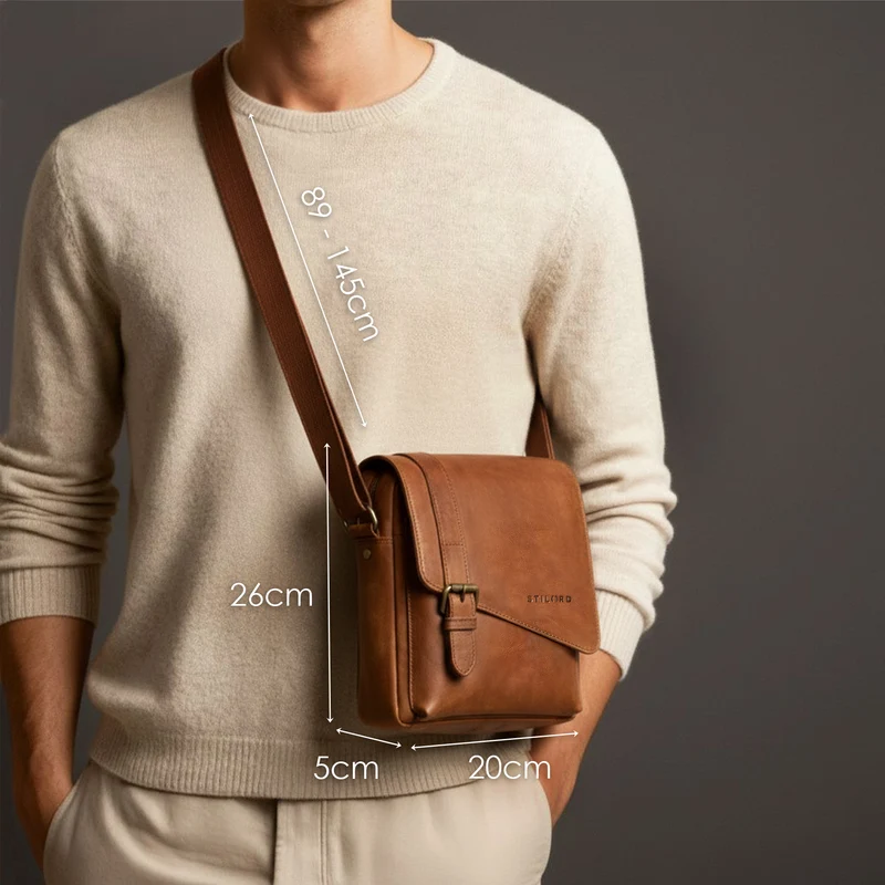 "Ryder" Kleine Vintage Leder Herrenhandtasche zum Umhängen
