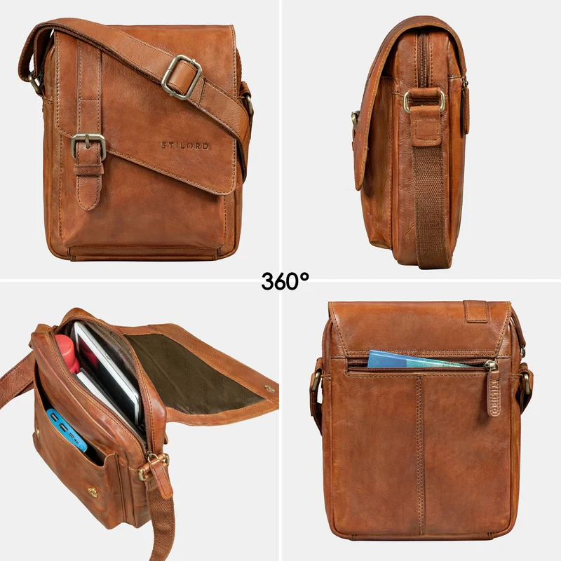 "Ryder" Kleine Vintage Leder Herrenhandtasche zum Umhängen